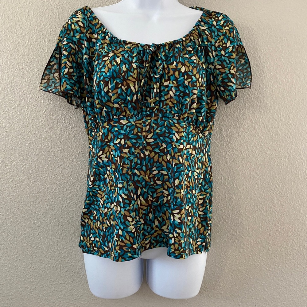 Vintage Y2K Babydoll Top Size M‎ Sequin Forest Fairy Fairycore Stretchy Feminine
